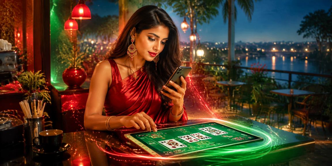 six666 প্ল্যাটফর্মে আনদার বাহার কার্ড গেম খেলার দৃশ্য — লাল ও সবুজ বোর্ড
