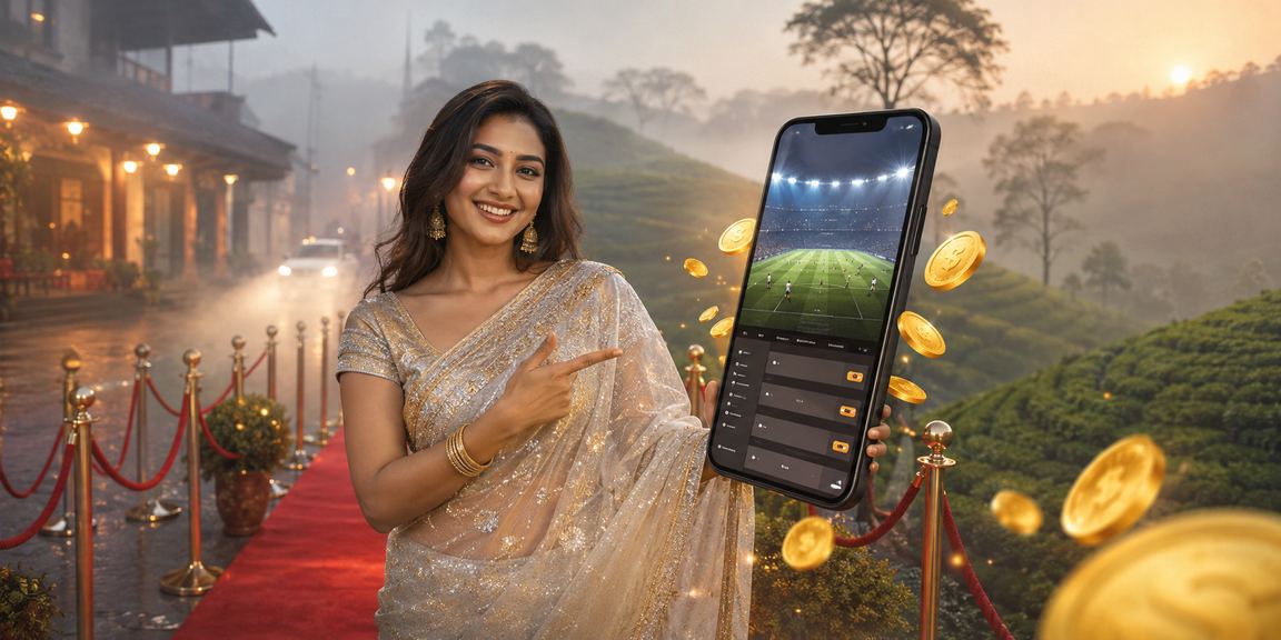 রংপুরে শাড়ি পরিহিত নারী মোবাইলে স্পোর্টস বেটিং উপভোগ করছেন